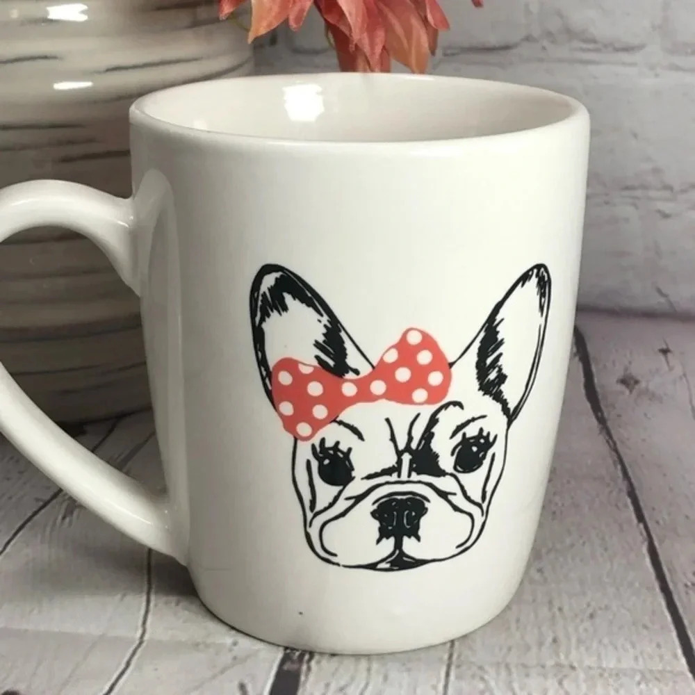 Elle decor frenchie with red bow mug